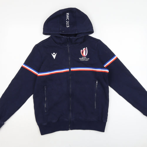 Macron Boys Blue Cotton Full Zip Hoodie Size M