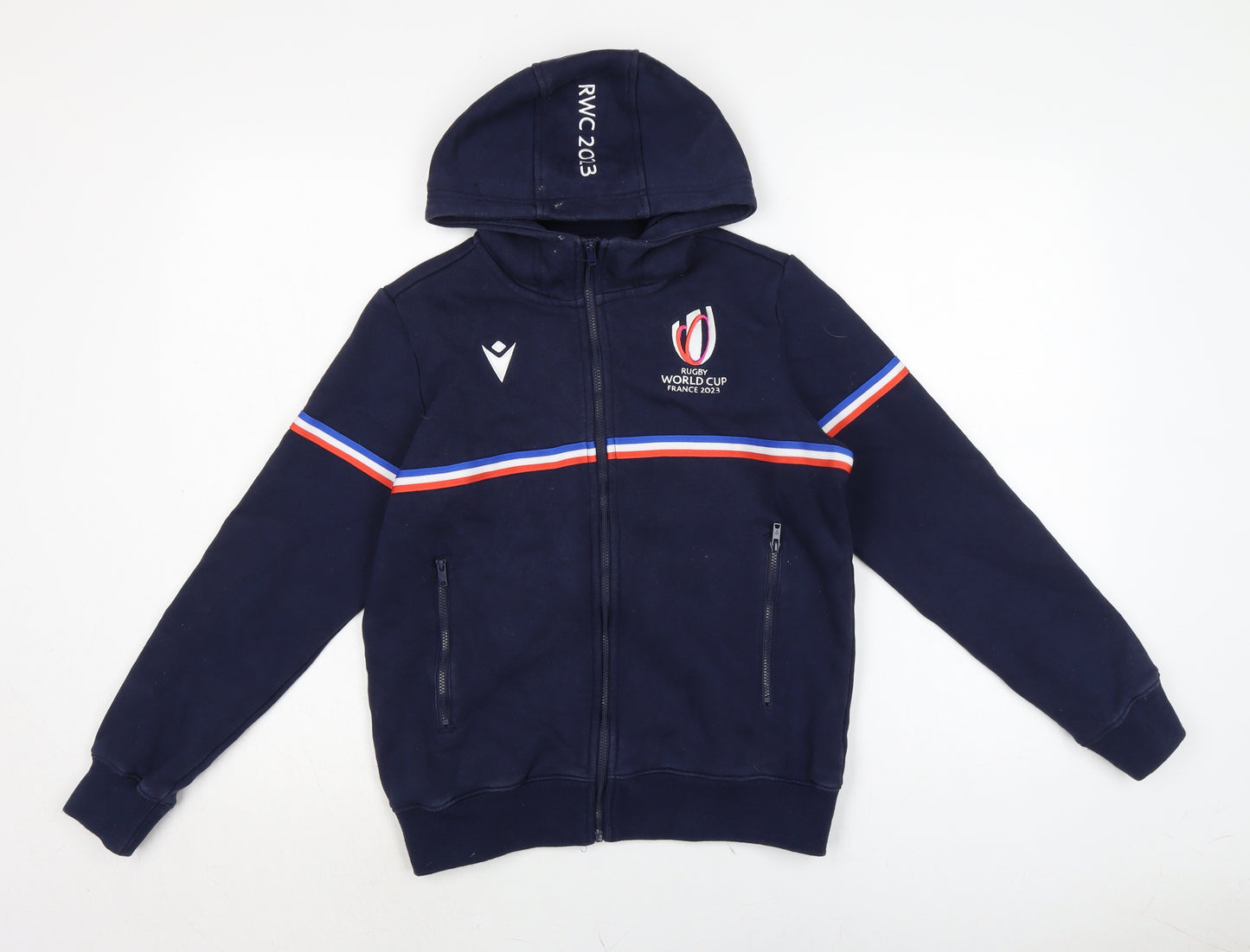 Macron Boys Blue Cotton Full Zip Hoodie Size M