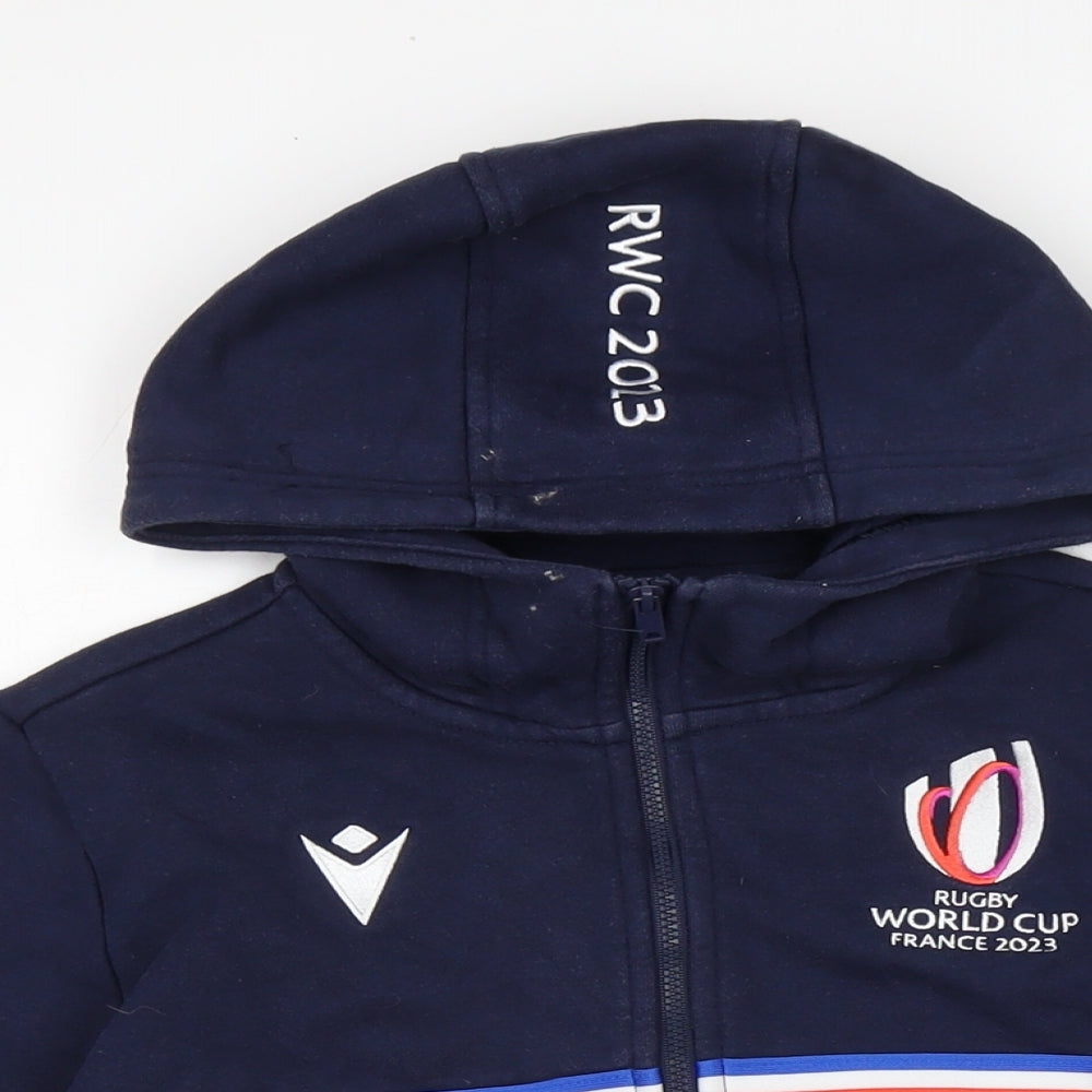 Macron Boys Blue Cotton Full Zip Hoodie Size M