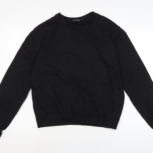 PRETTYLITTLETHING Womens Black Cotton Pullover Sweatshirt Size S