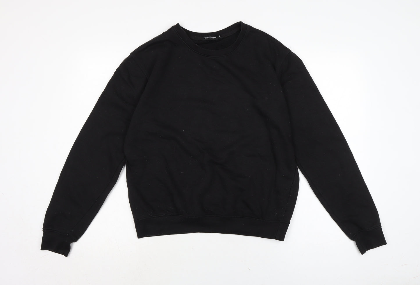 PRETTYLITTLETHING Womens Black Cotton Pullover Sweatshirt Size S