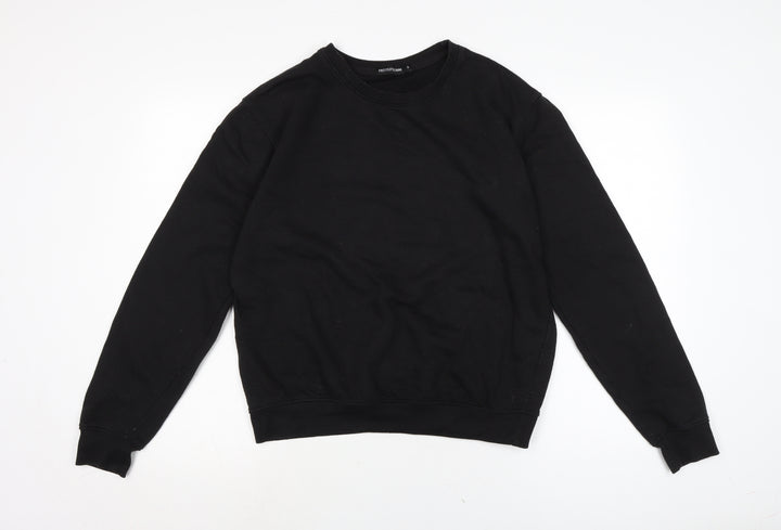 PRETTYLITTLETHING Womens Black Cotton Pullover Sweatshirt Size S