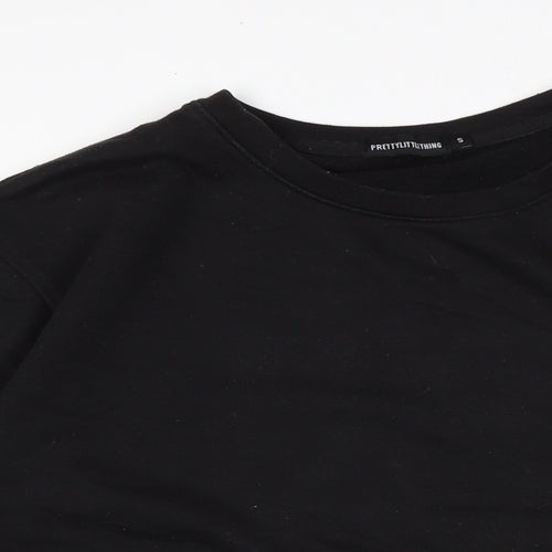 PRETTYLITTLETHING Womens Black Cotton Pullover Sweatshirt Size S