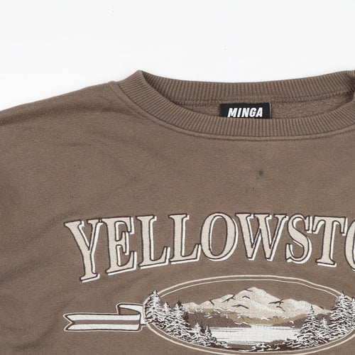 Minga Mens Brown Cotton Pullover Sweatshirt Size M