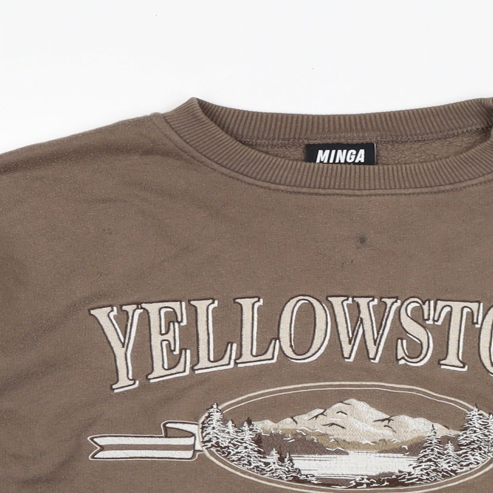 Minga Mens Brown Cotton Pullover Sweatshirt Size M