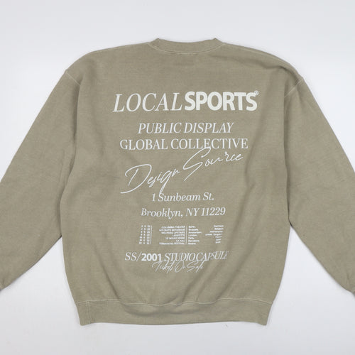 In a another world Mens Beige Cotton Pullover Sweatshirt Size S
