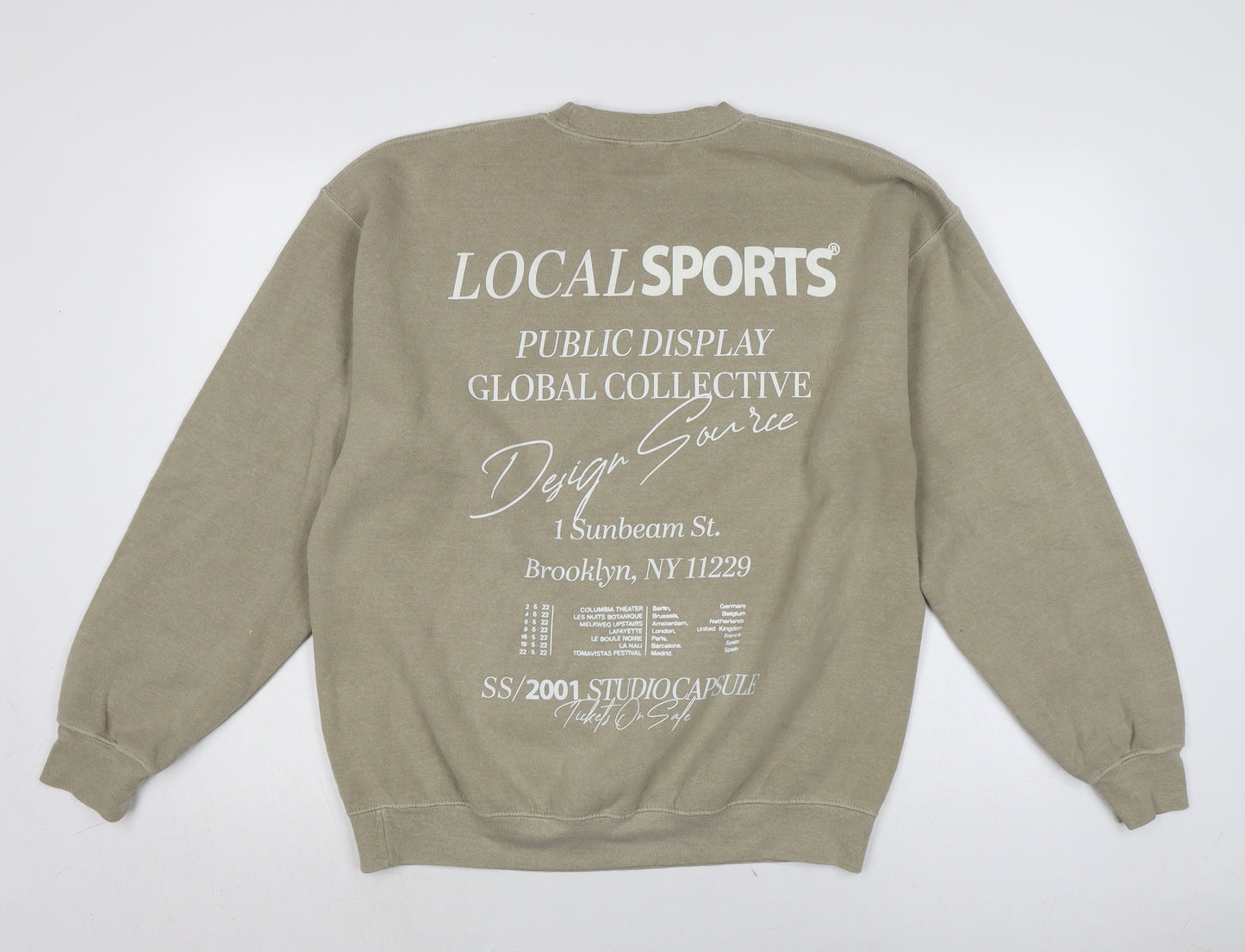 In a another world Mens Beige Cotton Pullover Sweatshirt Size S