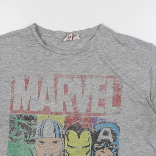 Marvel Mens Grey Cotton T-Shirt Size L Crew Neck