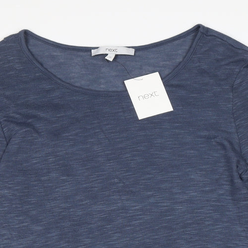NEXT Womens Blue Polyester Basic T-Shirt Size 10 Boat Neck - lace detail to back.