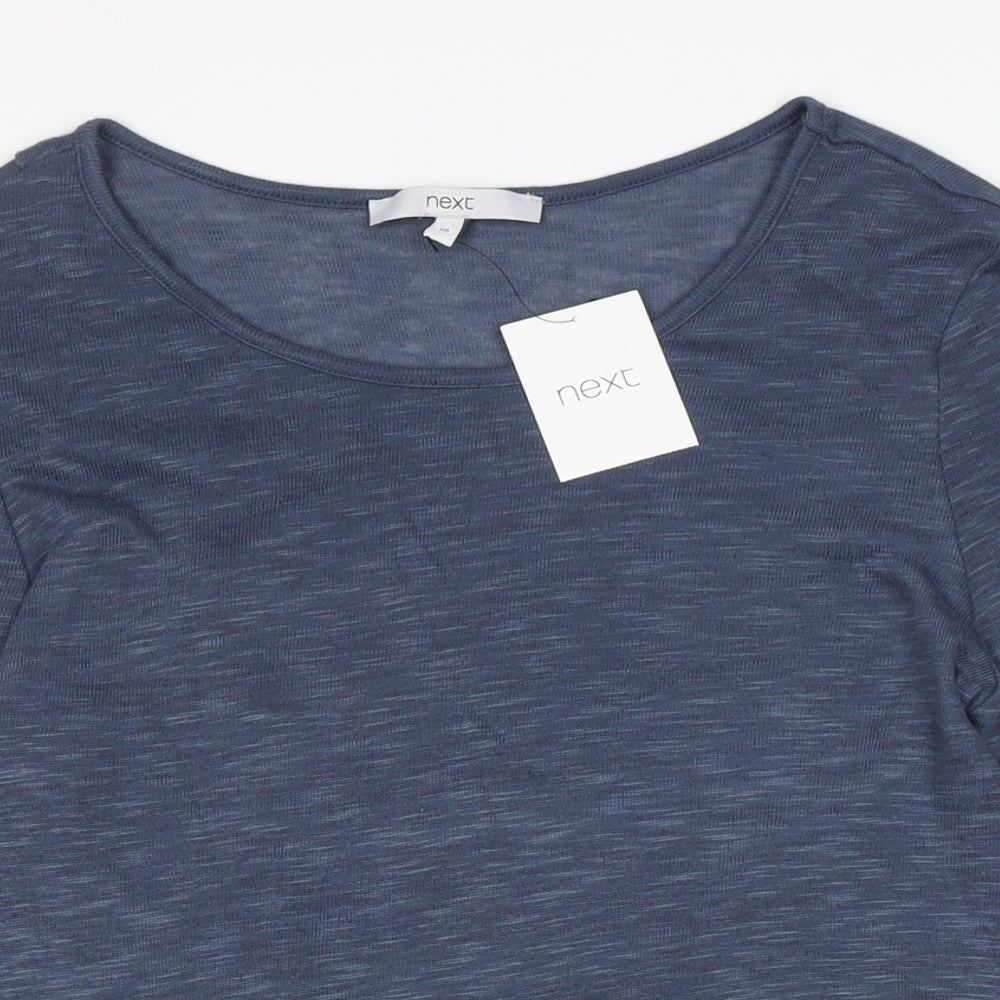 NEXT Womens Blue Polyester Basic T-Shirt Size 10 Boat Neck - lace detail to back.