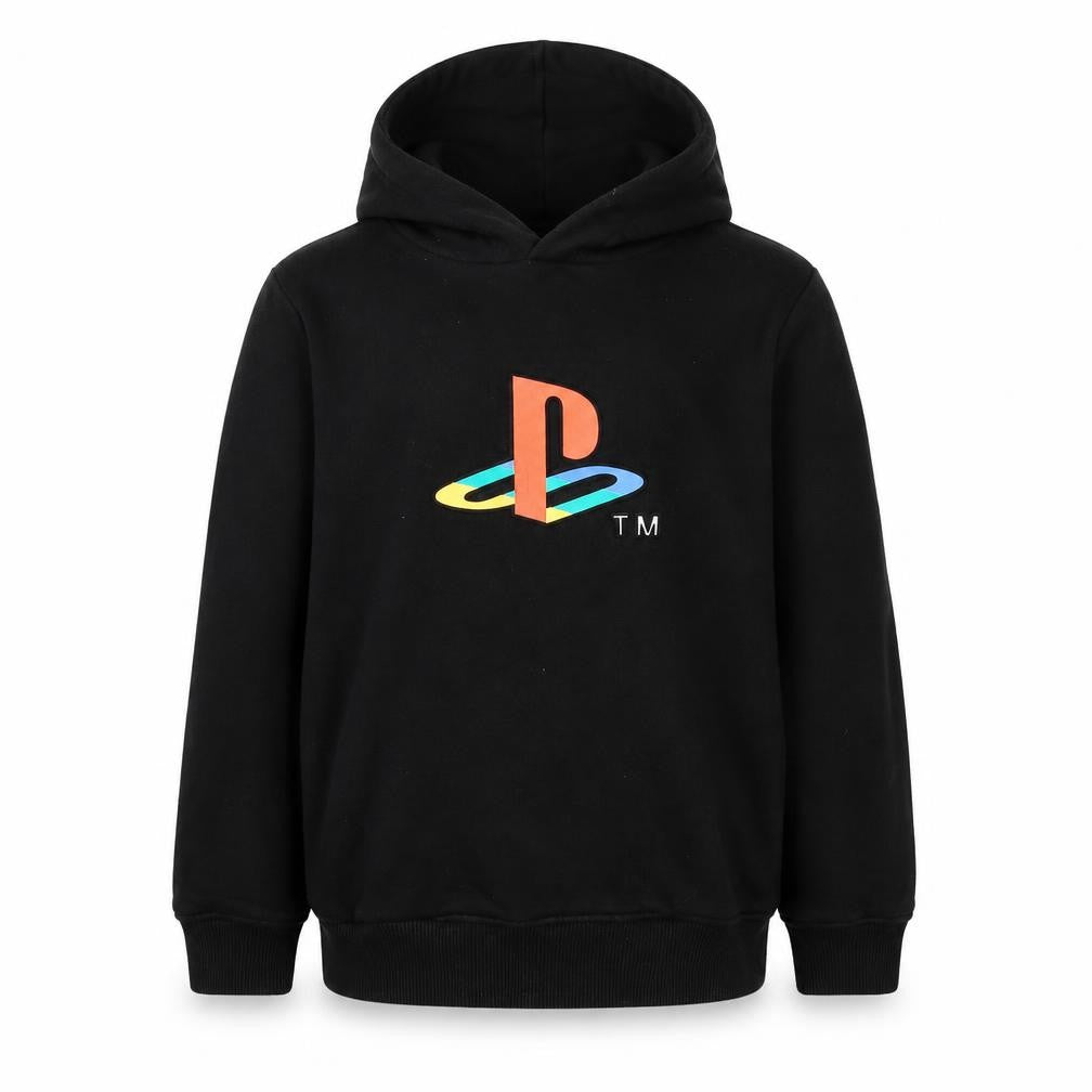 Front view of George boys’ black cotton pullover hoodie, size 7-8, years