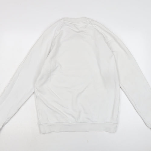 adidas Mens White Cotton Pullover Sweatshirt Size L