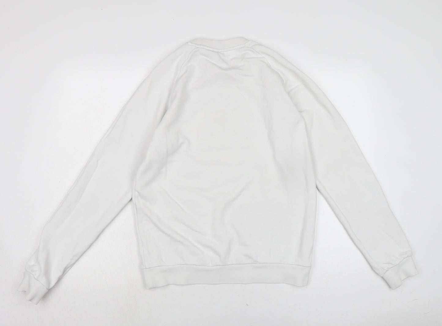adidas Mens White Cotton Pullover Sweatshirt Size L