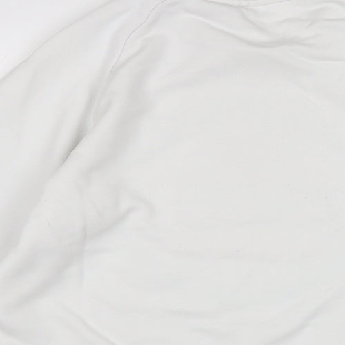 adidas Mens White Cotton Pullover Sweatshirt Size L