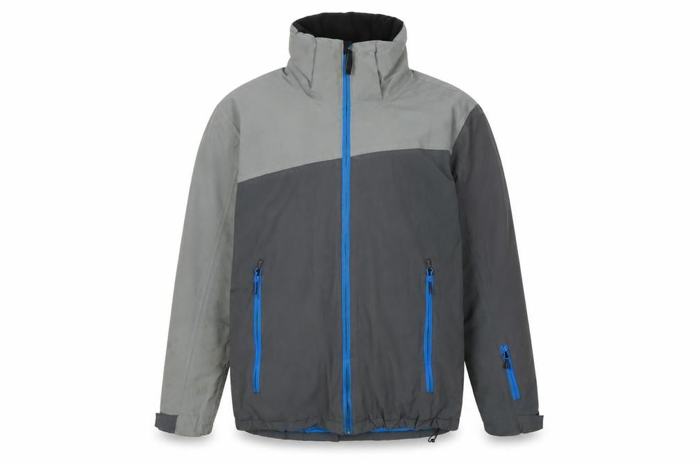 Front view of Inoc men’s grey anorak jacket, size M, zip