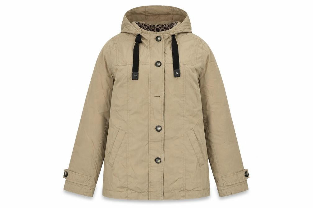 Front view of Bossini women’s beige anorak jacket, size L, zip