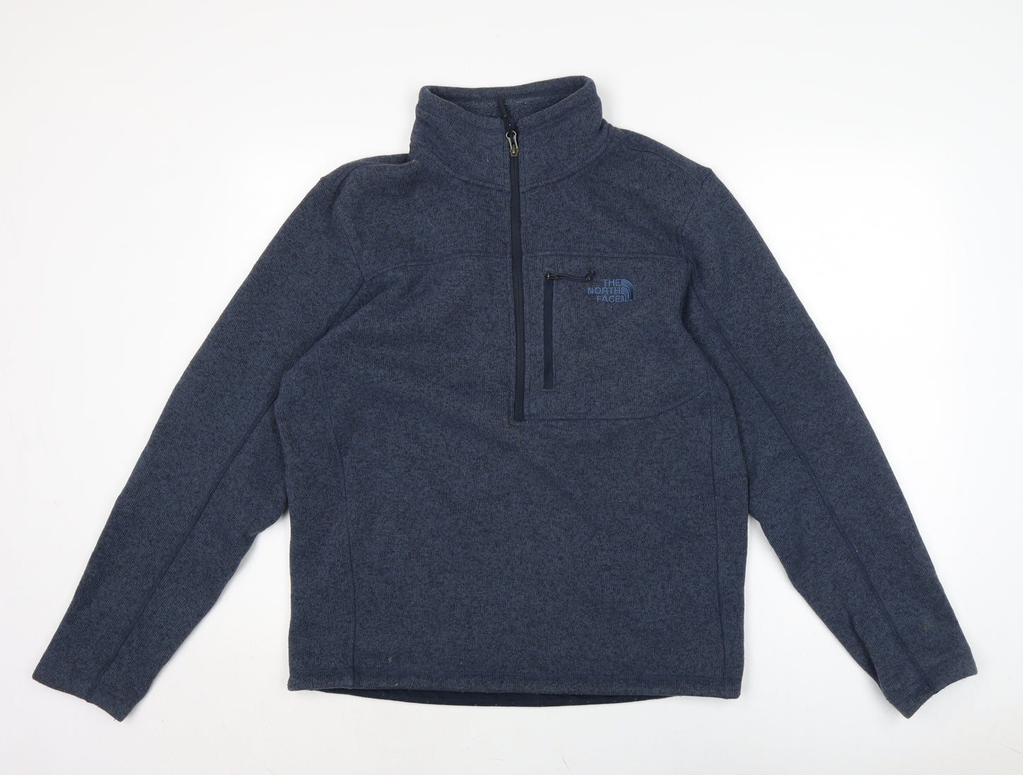 The North Face Mens Blue Mock Neck Polyester Pullover Jumper Size M Long Sleeve