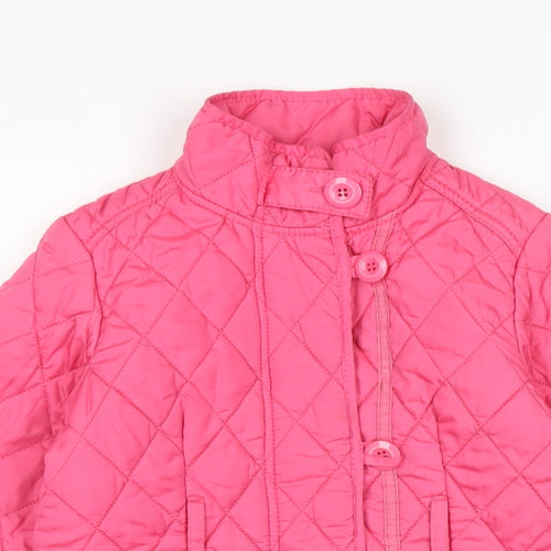 NEXT Girls Pink Quilted Coat Size 5-6 Years Zip