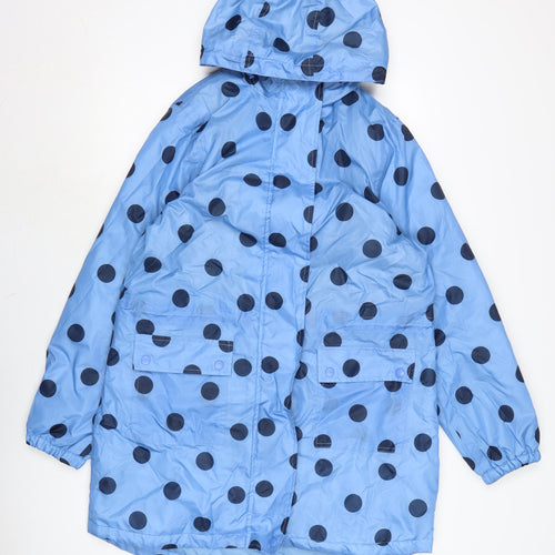 Cotton Traders Womens Blue Rain Coat Coat Size 12 Zip