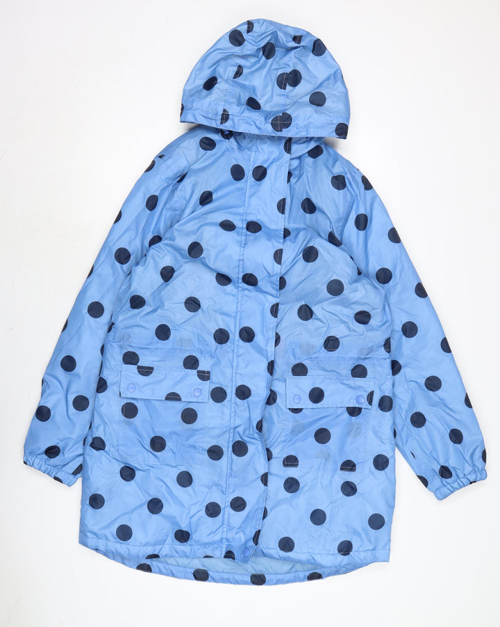 Cotton Traders Womens Blue Rain Coat Coat Size 12 Zip