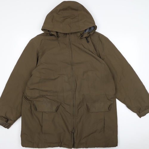 Lands End Mens Brown Quilted Coat Size L Zip