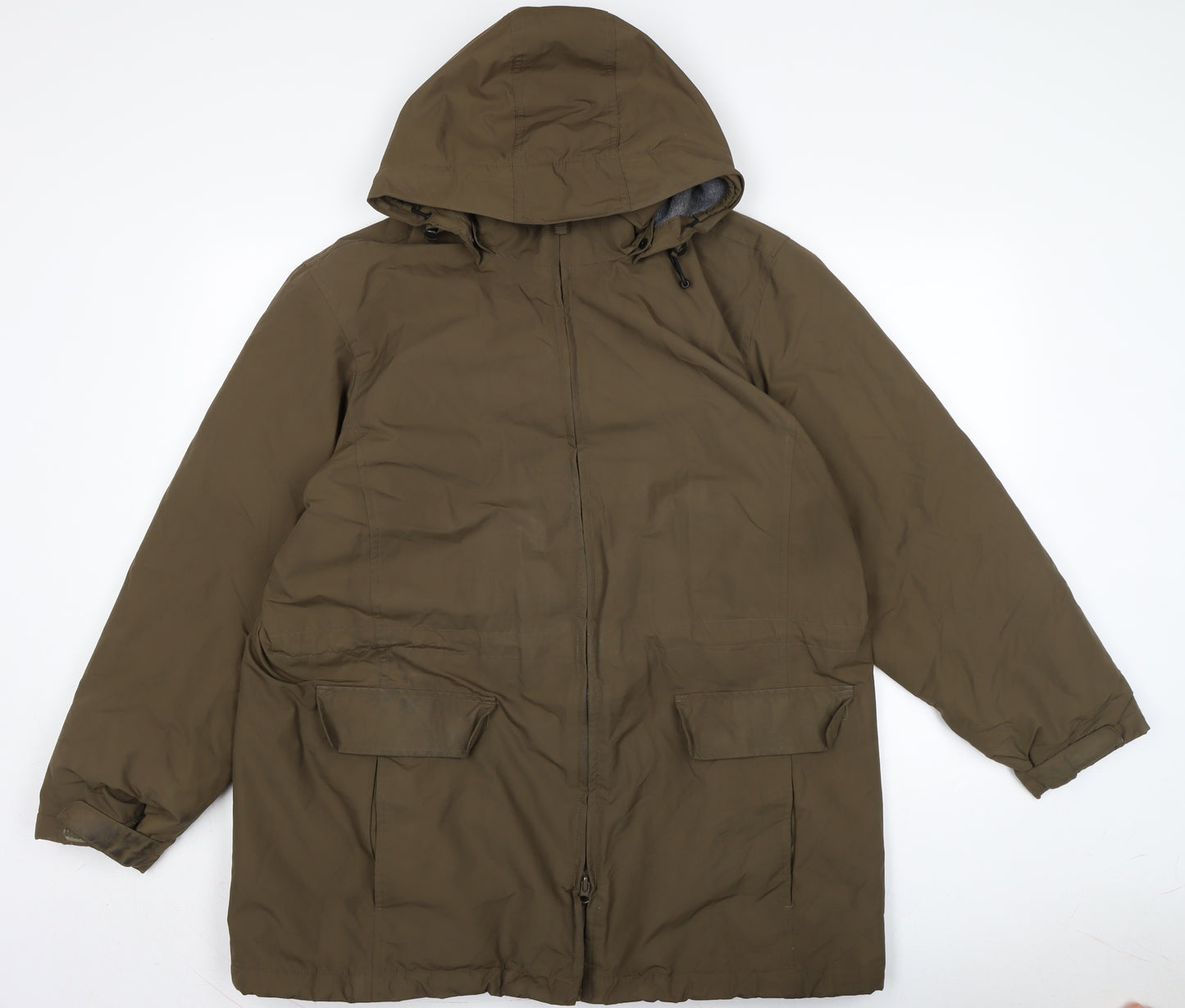Lands End Mens Brown Quilted Coat Size L Zip