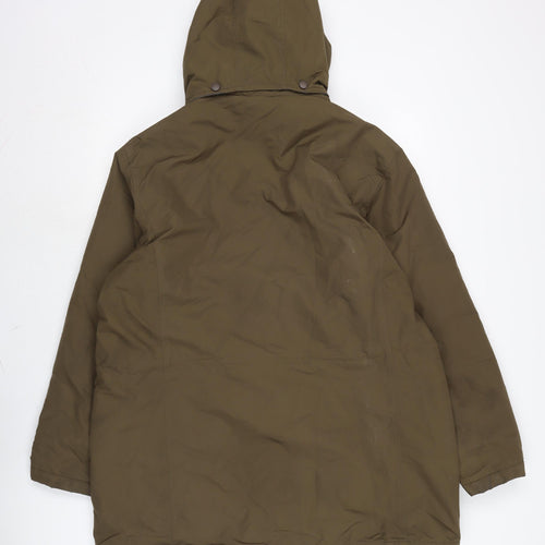Lands End Mens Brown Quilted Coat Size L Zip