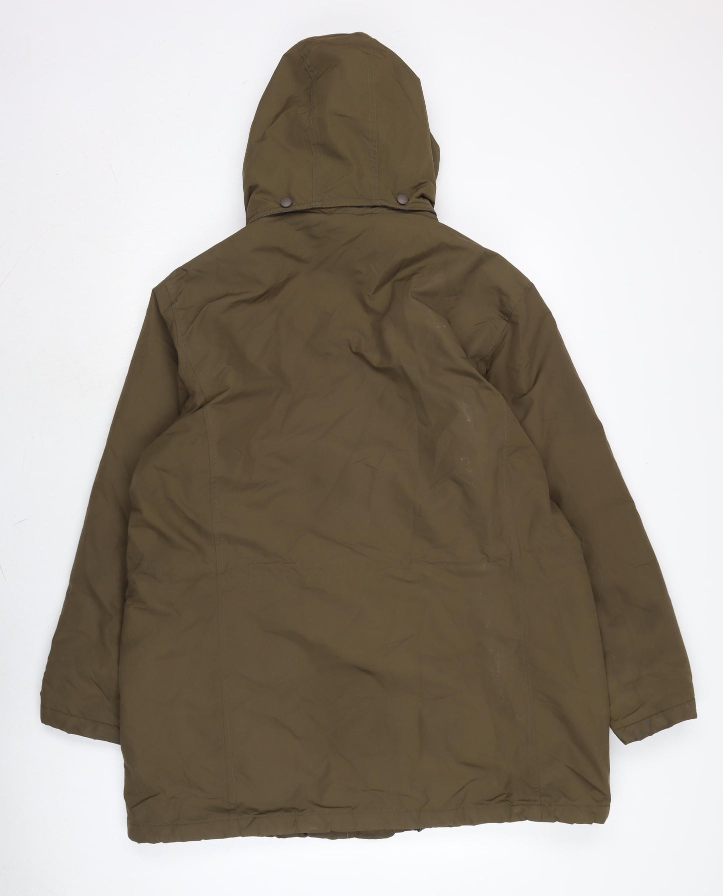 Lands End Mens Brown Quilted Coat Size L Zip