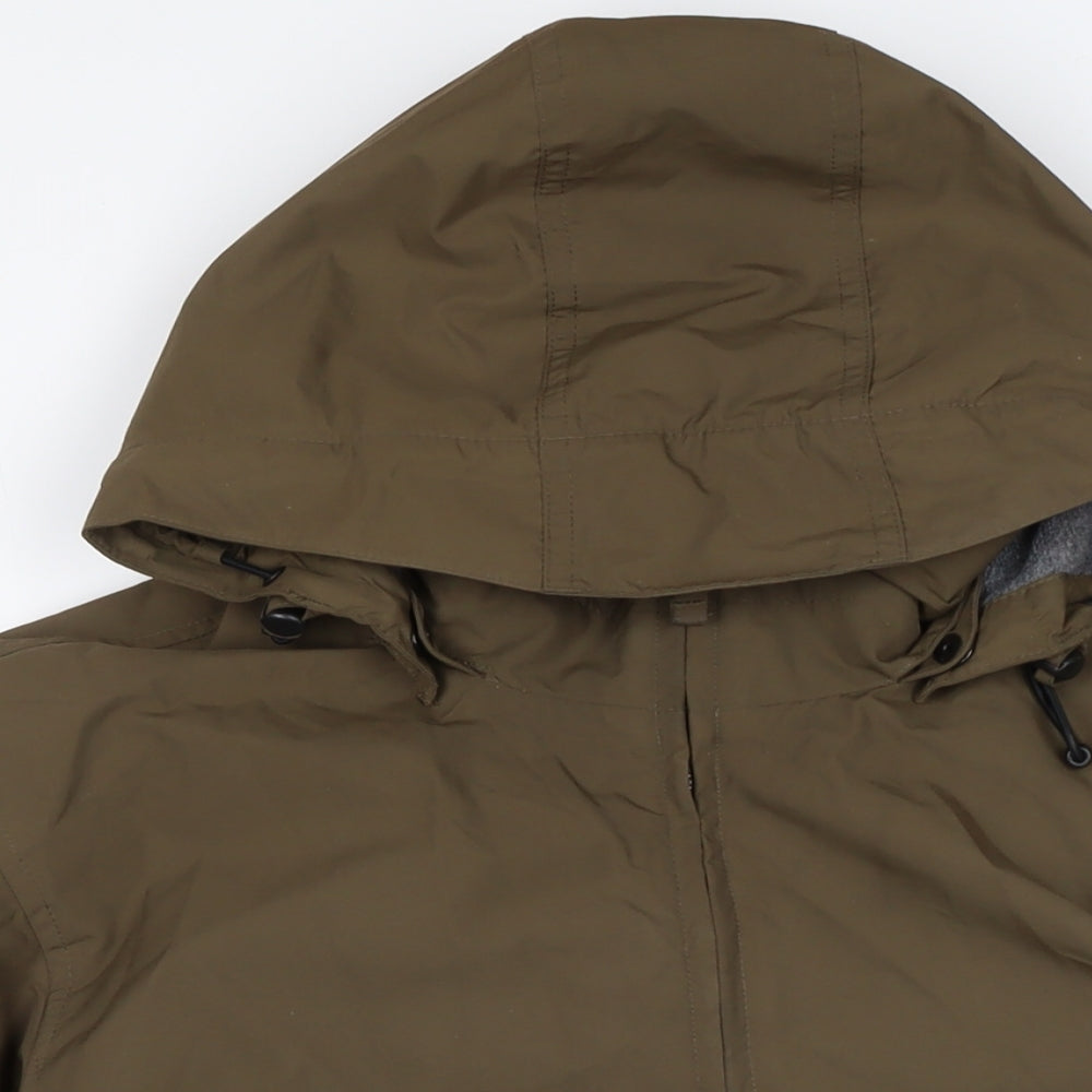 Lands End Mens Brown Quilted Coat Size L Zip
