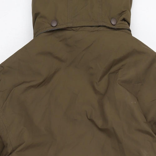 Lands End Mens Brown Quilted Coat Size L Zip