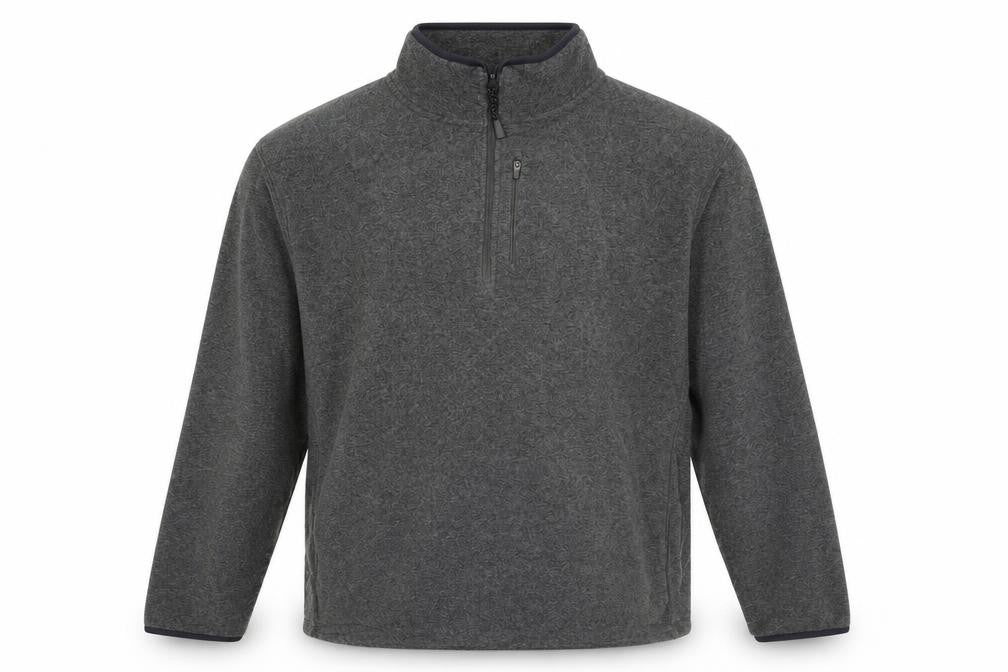 Front view of Marks & Spencer men’s grey mock neck polyester jumper, size 2XL, long sleeve