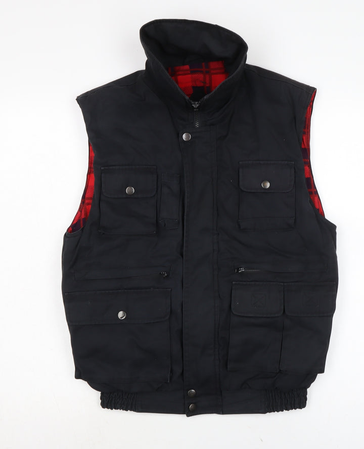 Frozen Assets Mens Black Gilet Waistcoat Size S Zip
