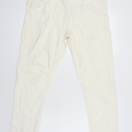 M&S Womens Ivory Cotton Tapered Jeans Size 16 L27 in Regular