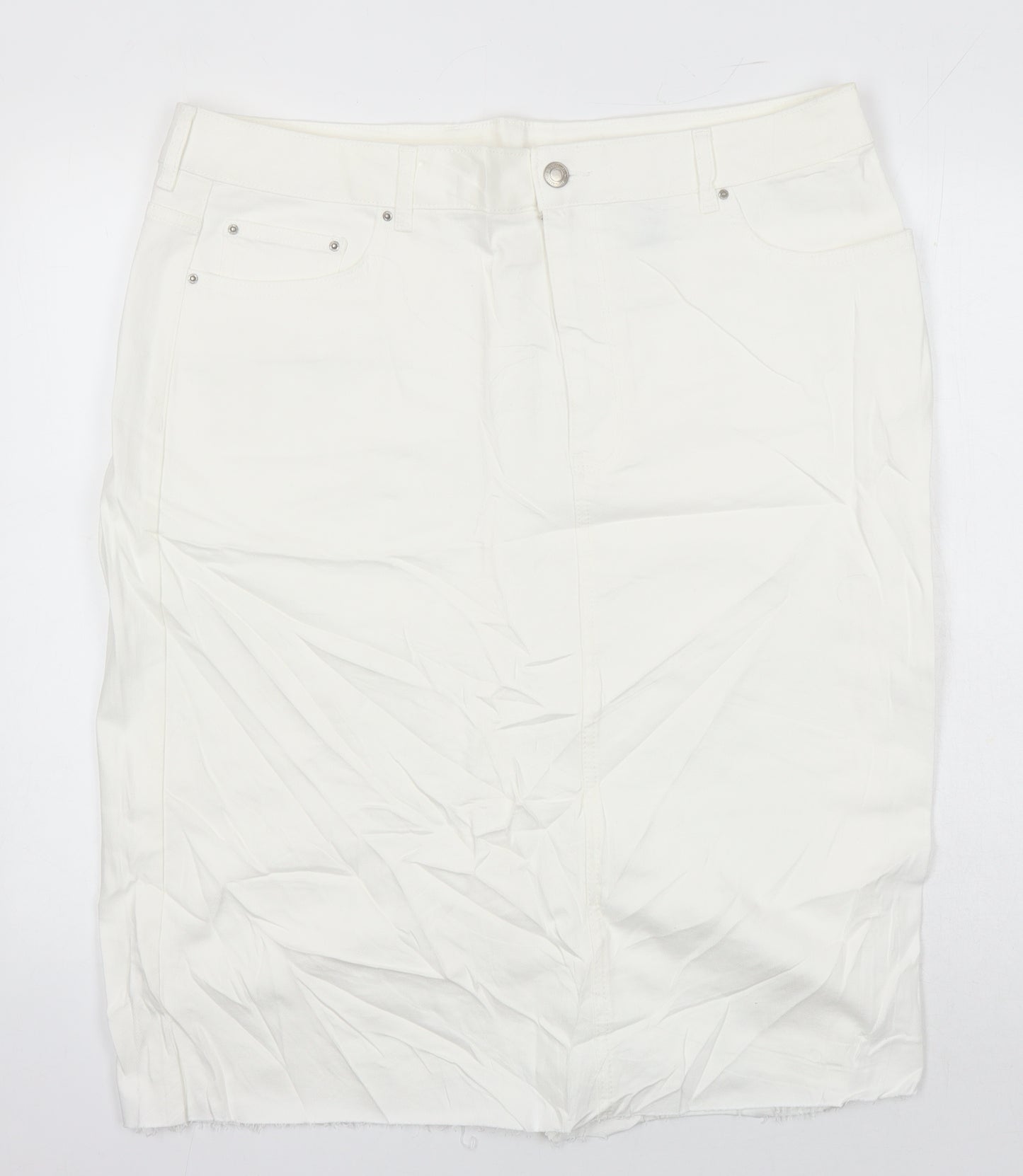 M&S Womens Ivory Cotton Straight & Pencil Skirt Size 20 in