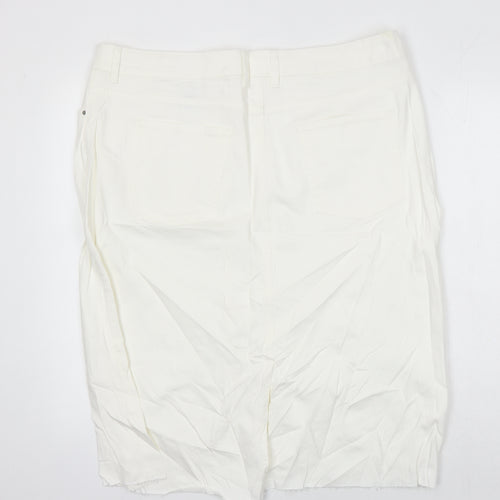 M&S Womens Ivory Cotton Straight & Pencil Skirt Size 20 in