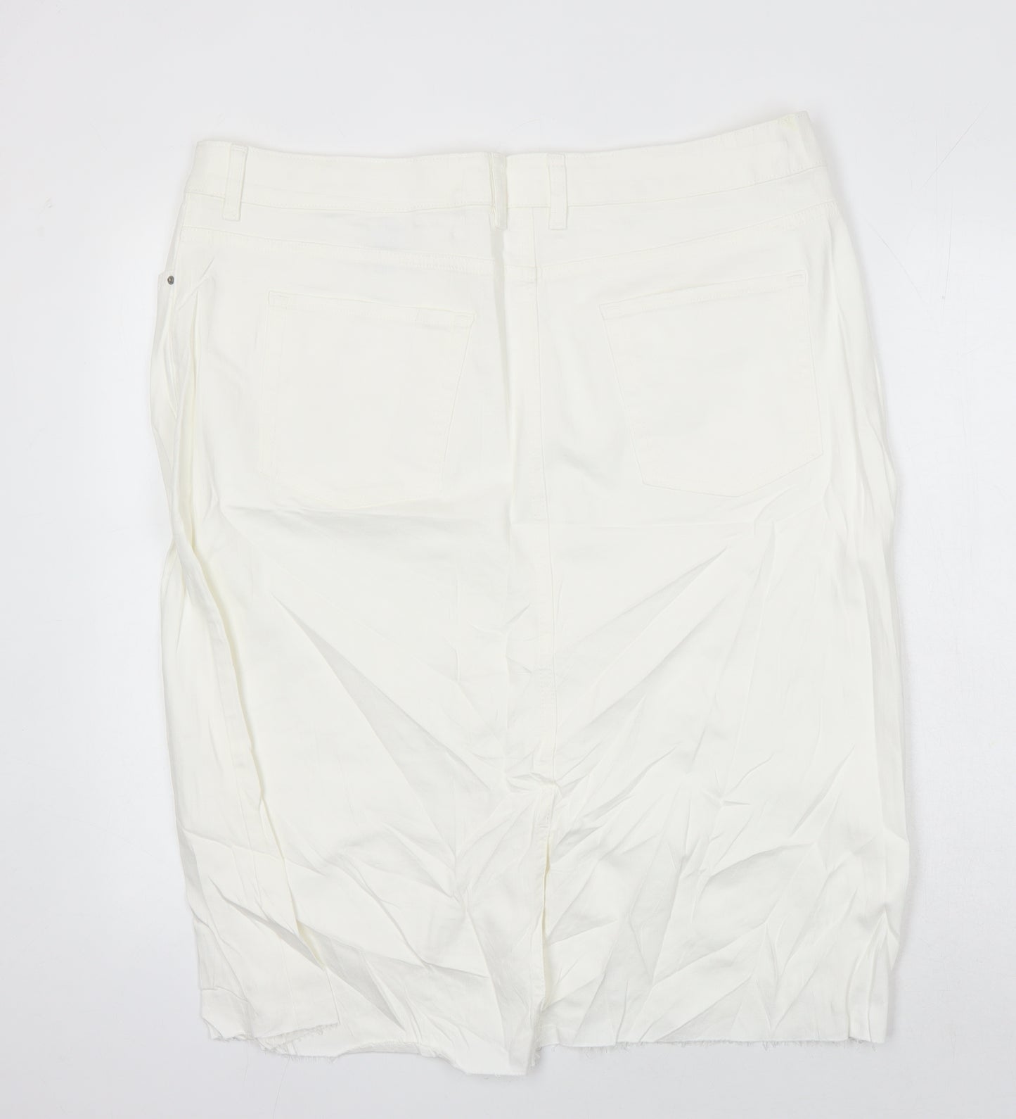 M&S Womens Ivory Cotton Straight & Pencil Skirt Size 20 in