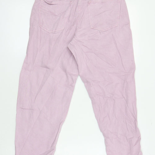 M&S Womens Orange Cotton Mom Jeans Size 6 L24.5 in Regular