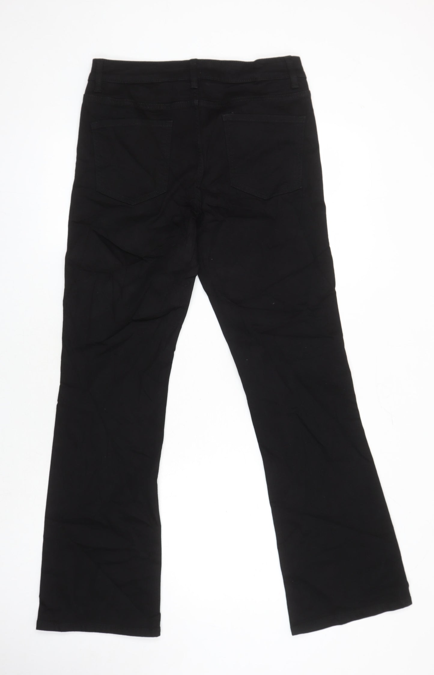 M&S Womens Black Cotton Bootcut Jeans Size 12 L29 in Regular