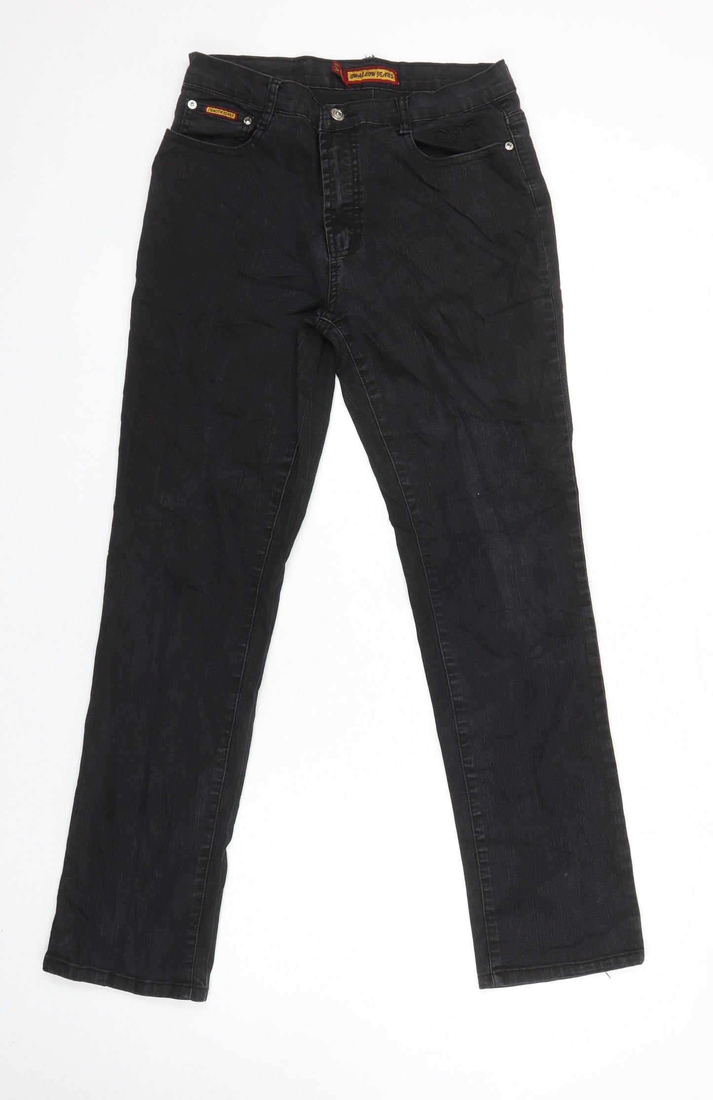 Swallow Jeans Womens Black Cotton Straight Jeans Size L L28 in Regular