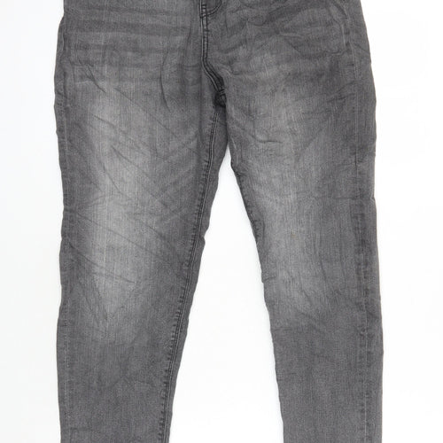 F&F Boys Grey Cotton Tapered Jeans Size 13-14 Years L24 in Extra-Slim