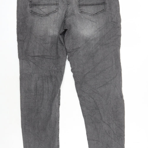 F&F Boys Grey Cotton Tapered Jeans Size 13-14 Years L24 in Extra-Slim