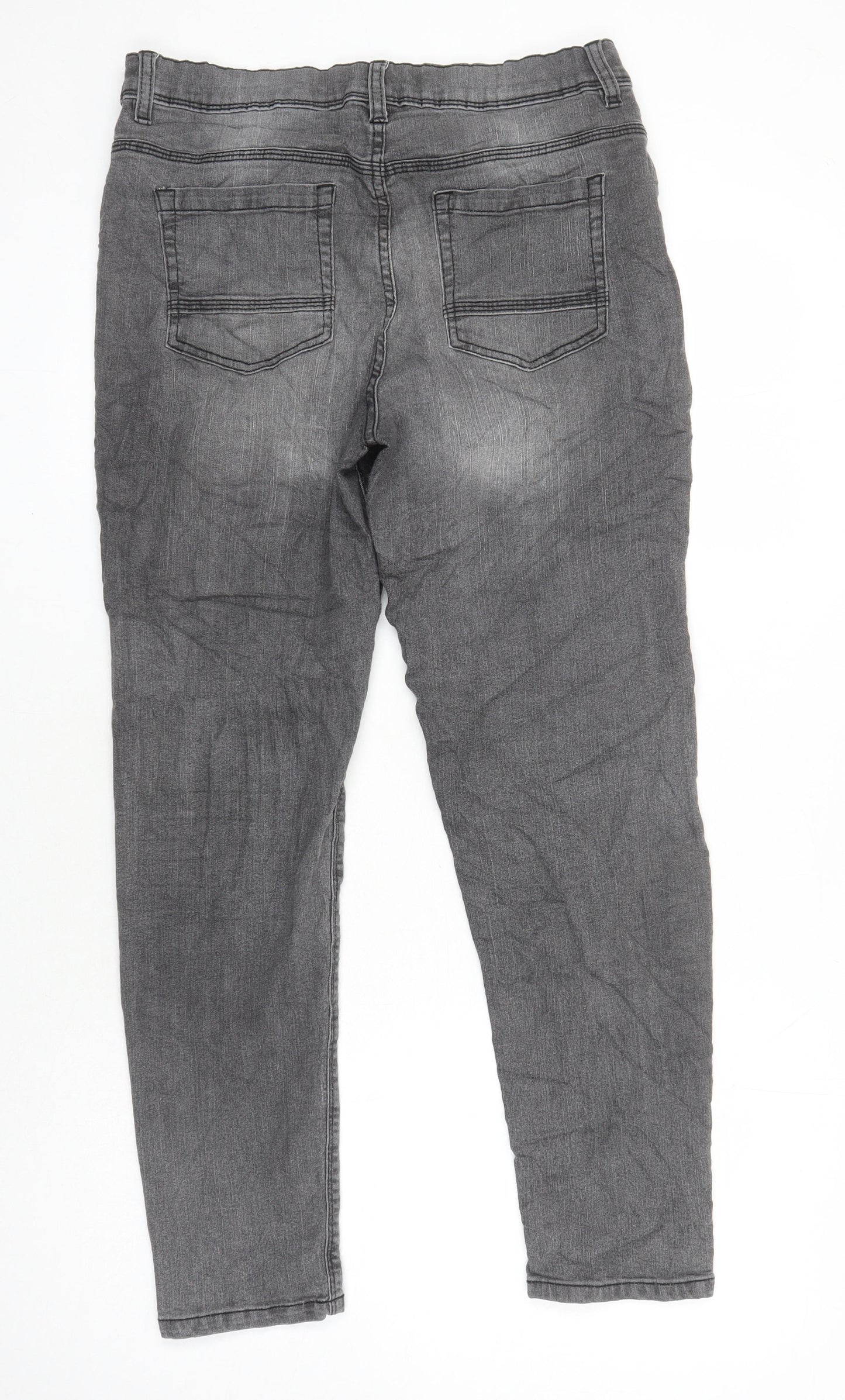 F&F Boys Grey Cotton Tapered Jeans Size 13-14 Years L24 in Extra-Slim