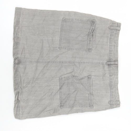 M&S Womens Grey Cotton A-Line Skirt Size 10