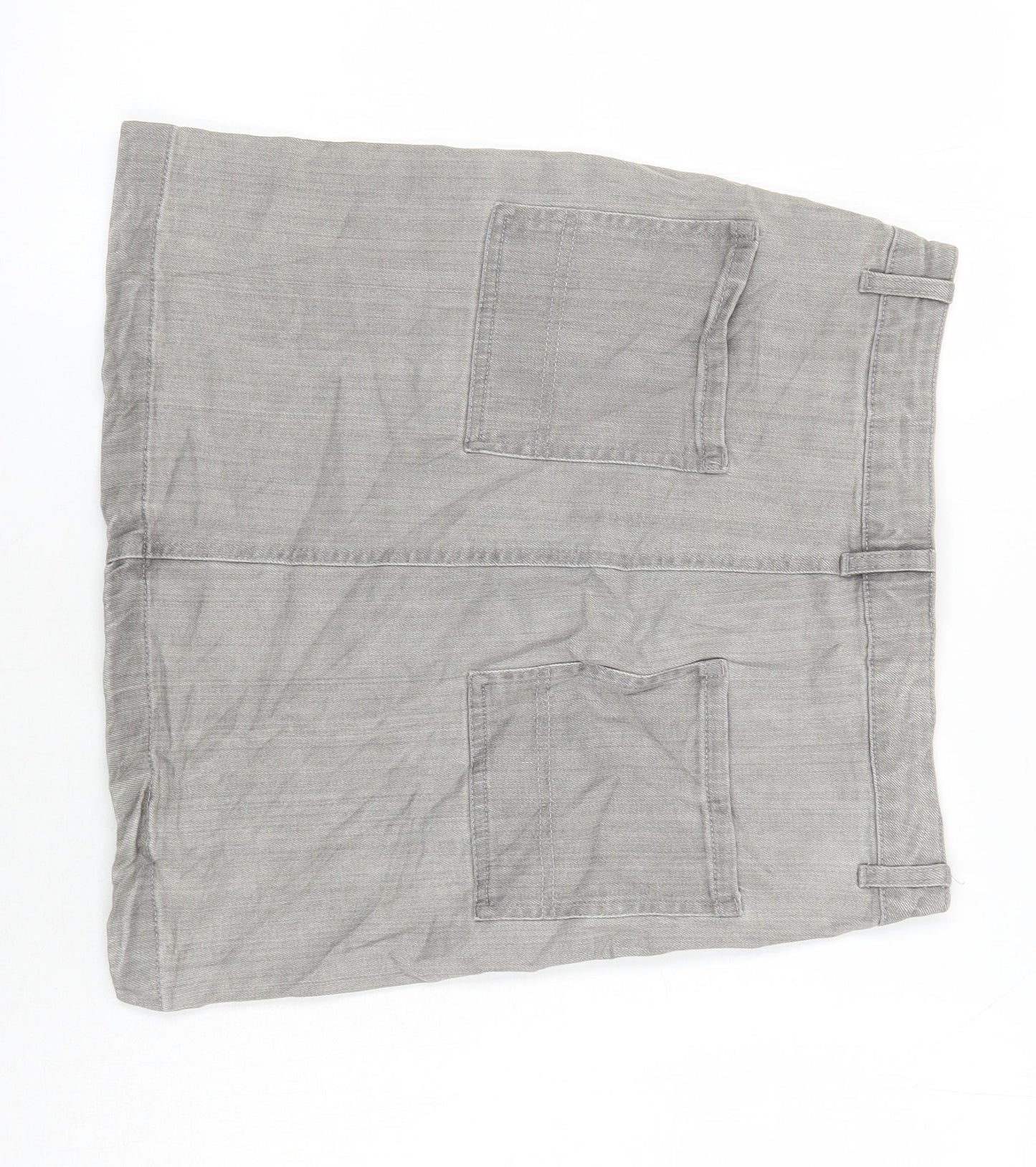 M&S Womens Grey Cotton A-Line Skirt Size 10