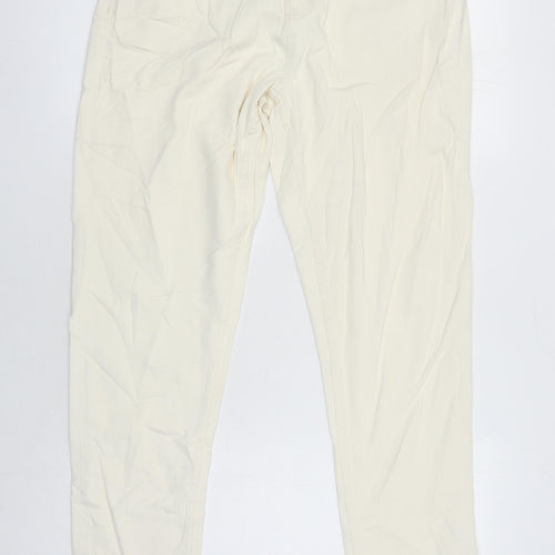 M&S Womens Ivory Cotton Straight Jeans Size 16 L30 in Regular
