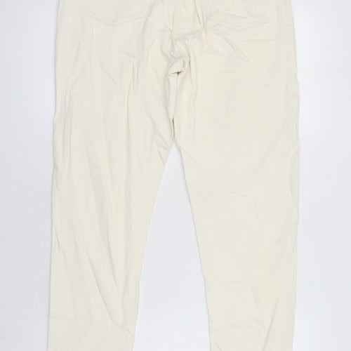 M&S Womens Ivory Cotton Straight Jeans Size 16 L30 in Regular