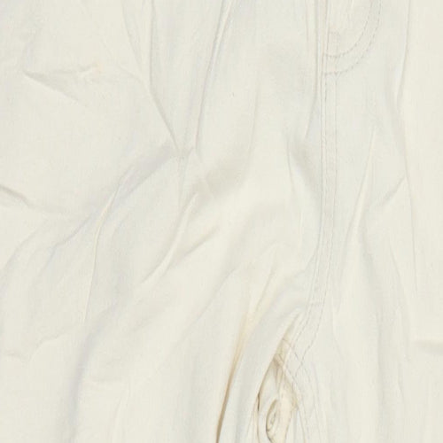 M&S Womens Ivory Cotton Straight Jeans Size 16 L30 in Regular