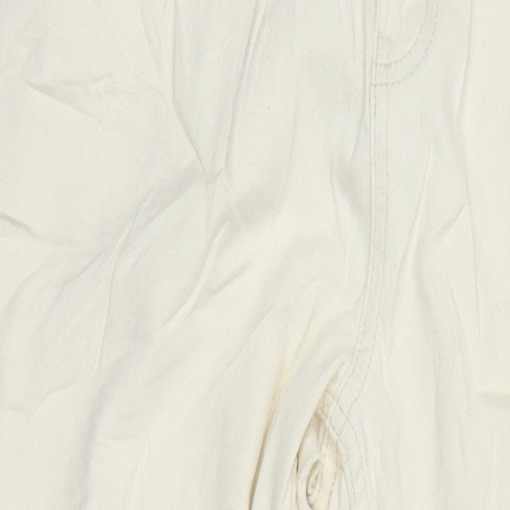 M&S Womens Ivory Cotton Straight Jeans Size 16 L30 in Regular