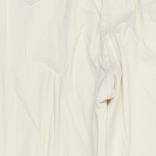 M&S Womens Ivory Cotton Straight Jeans Size 16 L30 in Regular