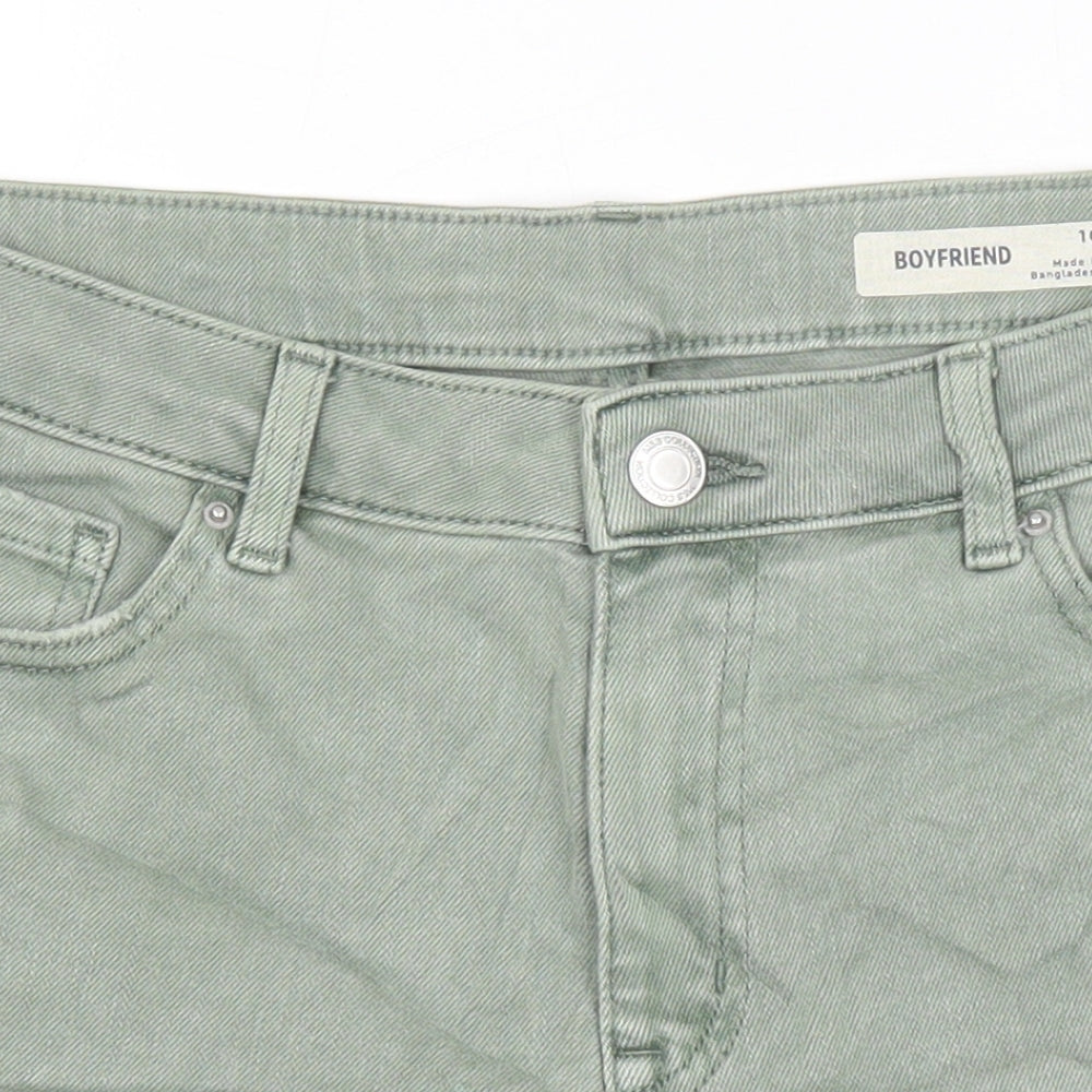 M&S Womens Green Cotton Boyfriend Shorts Size 10 L10 in Regular